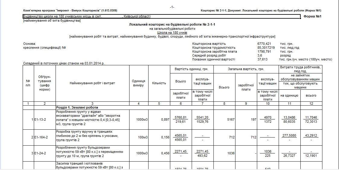 локальний кошторис на загальнобудівельні роботи